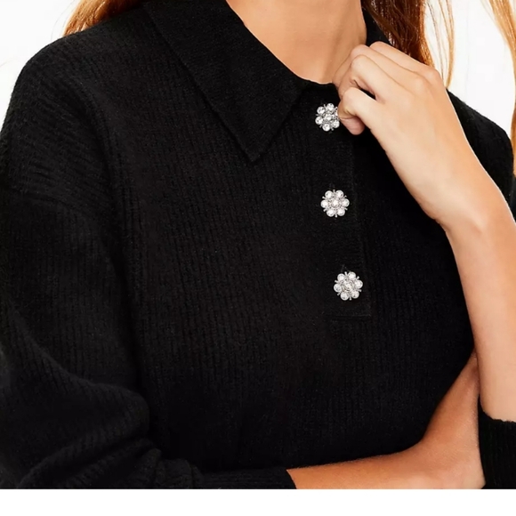 Loft Womens Jeweled Button Polo Sweater.. XL - Picture 8 of 8